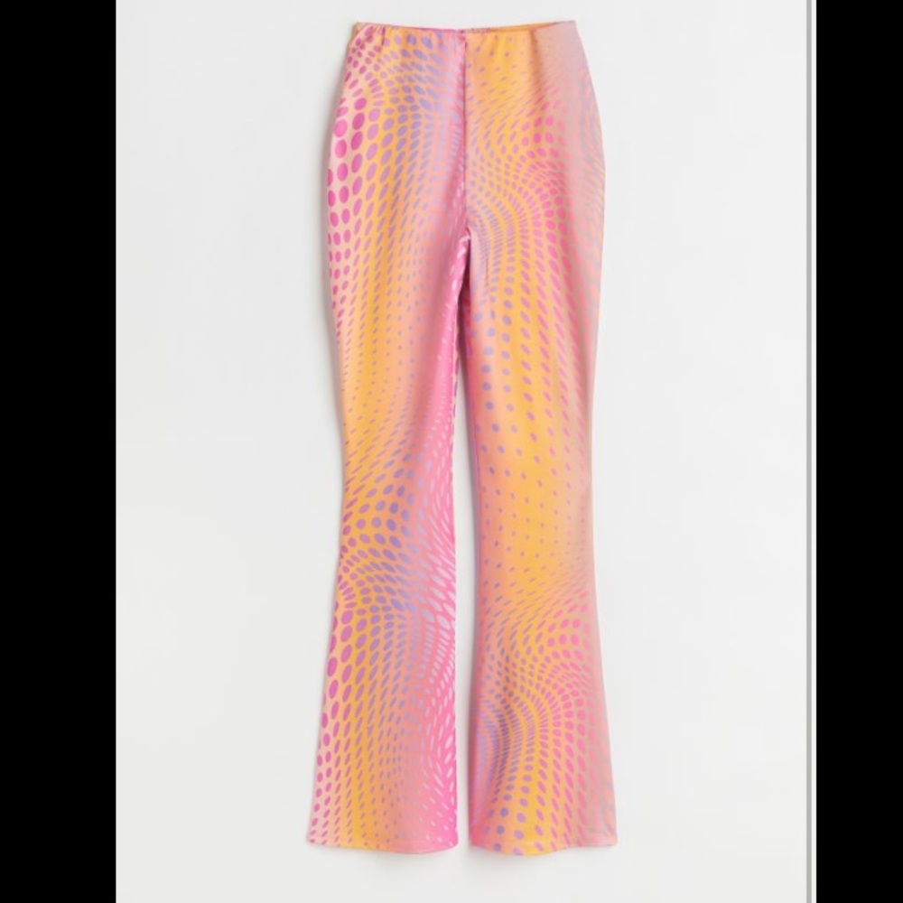 H&M Divided Bright Abstract Print Flare Leg Pants XS